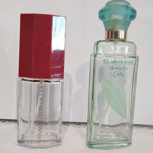 Elizabeth Arden Green Tea Lotus and Estee Lauder Cinnabar colognes used, empty