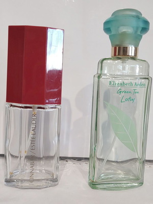 Μπουκάλια κολώνιας Elizabeth Arden Green Tea Lotus και Estee Lauder Cinnabar μεταχειρισμένα, άδεια