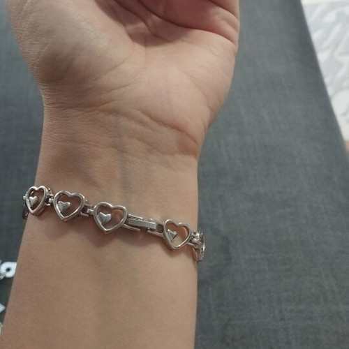 Women's bracelet with red crystal heart and silver elements, like new