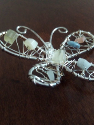 Handmade butterfly brooch used with semi-precious stones