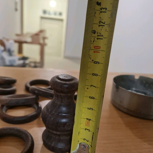 Curtain rings and finial used for wooden curtain rod, set of 14 pieces