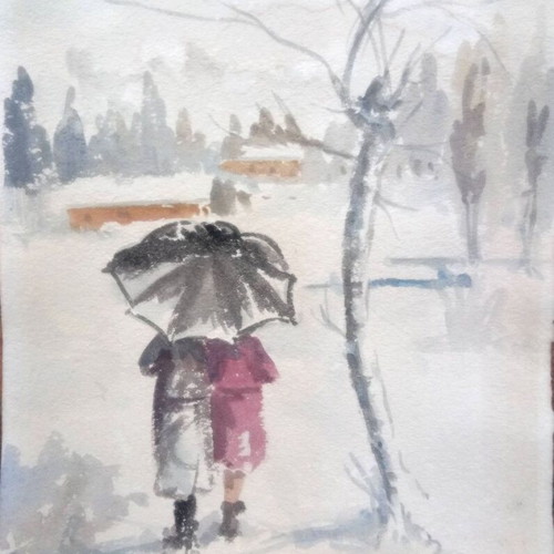 Couple in Winter G. Makris like new