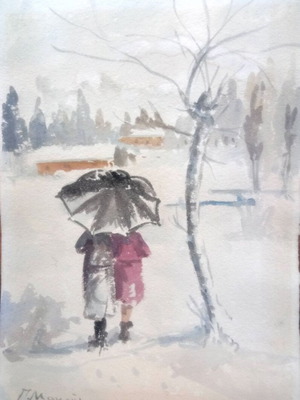 Couple in Winter G. Makris like new