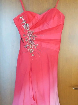 Silk dress like new, pink, size L, with scarf