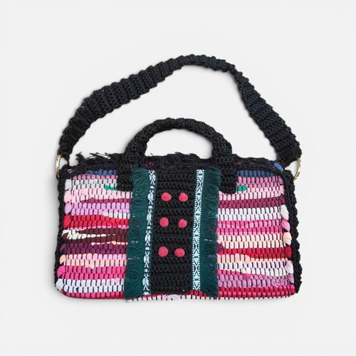 Shoulder bag handmade kourelou 34x19 cm red