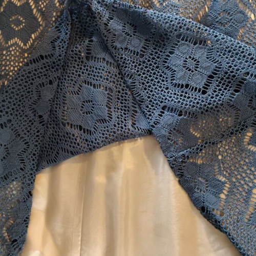 Women's long strapless dress with blue lace like new