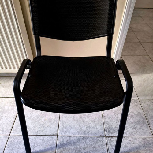Stackable office chairs like new, pack of 10, black plastic