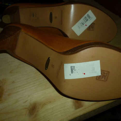 Kalogiropou leather peeptoe shoes new, size 37 light brown-tan