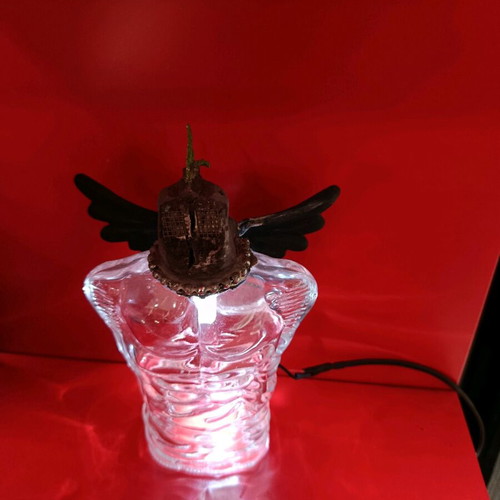 Handmade table lamp made to order from glass cologne bottle