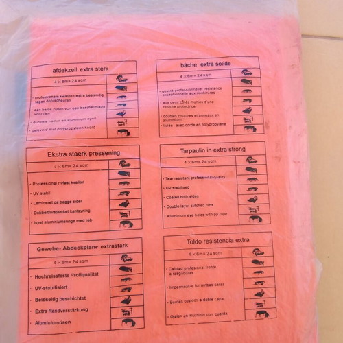 Orange waterproof tarpaulin 4x6 meters unused