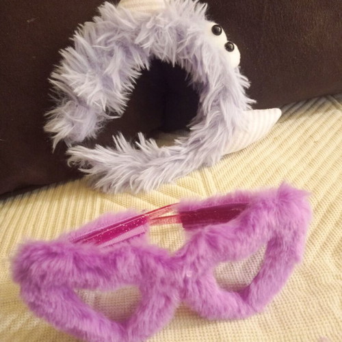Purple furry glasses and headband carnival new
