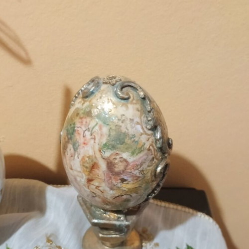 Handmade vintage decorative egg with floral design