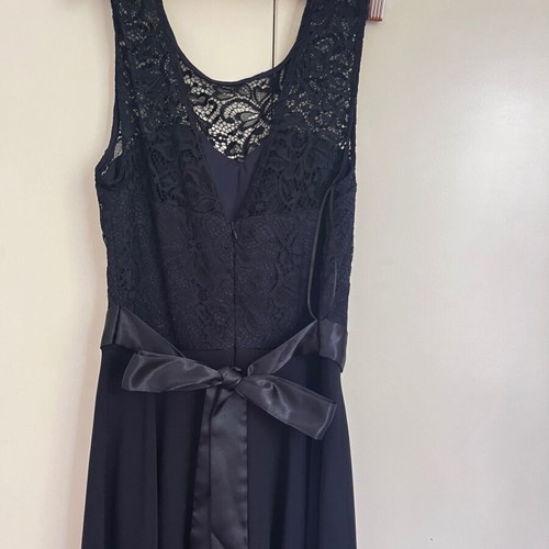 Evening lace dress blue asymmetric, like new, size XS