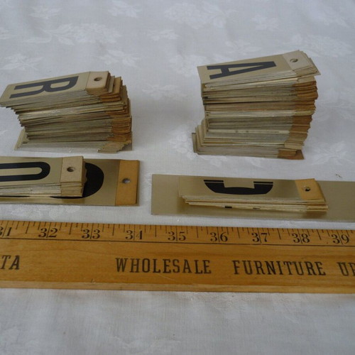 Vintage metal aluminum labels used, lot of 200+