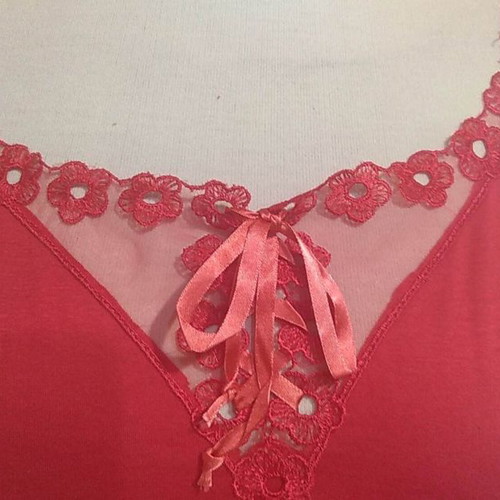 Vintage top red 1970s new, cotton