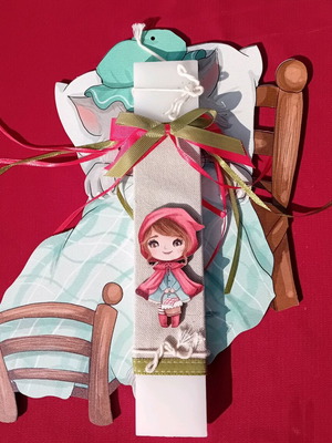 Easter candle Little Red Riding Hood with bad wolf frame new