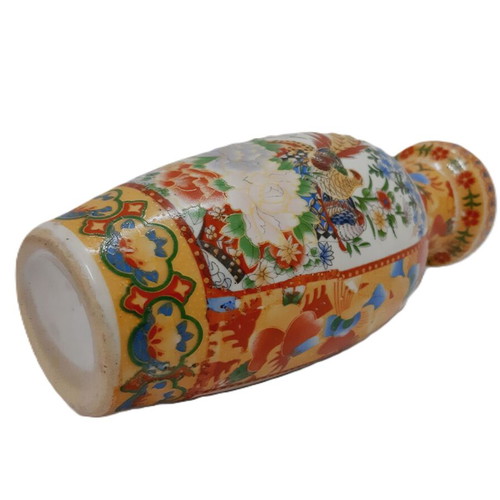 Chinese porcelain vase handpainted with birds and flowers, like new