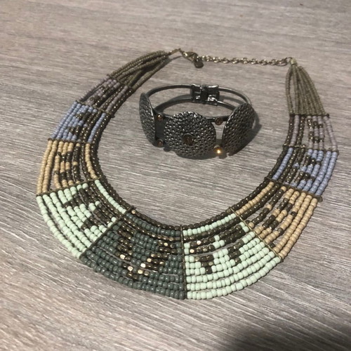 Matching necklace and bracelet set used