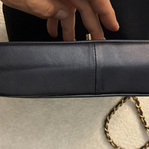 Mateus M leather crossbody bag, dark blue velvet-like fabric