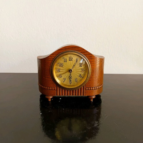 Very old wooden alarm clock used
