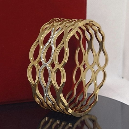 Sterling Silver 925 Gold Plated Statement Cuff Bracelet 49.3g