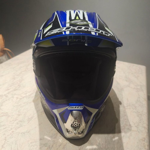 Motocross helmet Shot used, blue with yellow details, size Small
