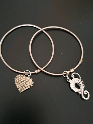 Handmade bracelet set from steel cord like new, silver