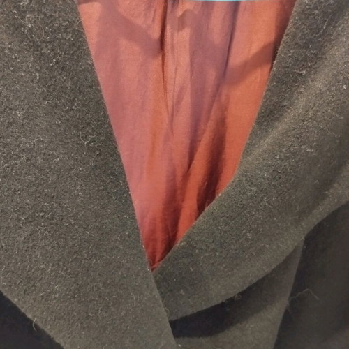 Black Dinomoda coat used, size L, with burgundy lining