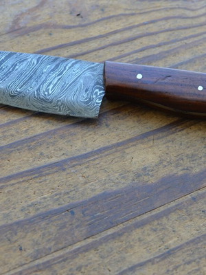 Damascus Hand Forged Hunting Kitchen Chef Knife Rose Wood Handle New