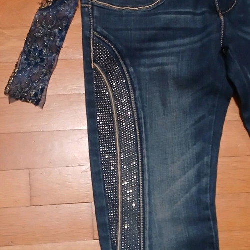 Kiss Miss skinny jeans new with strass embroidery, size 44 (XS)