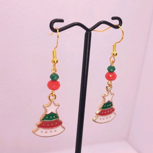 Handmade Christmas earrings new with crystals