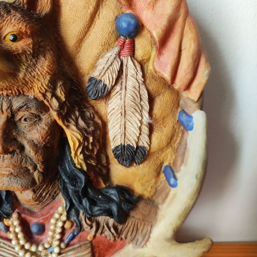 Vintage Native American Chief Bust Decorative Statue used