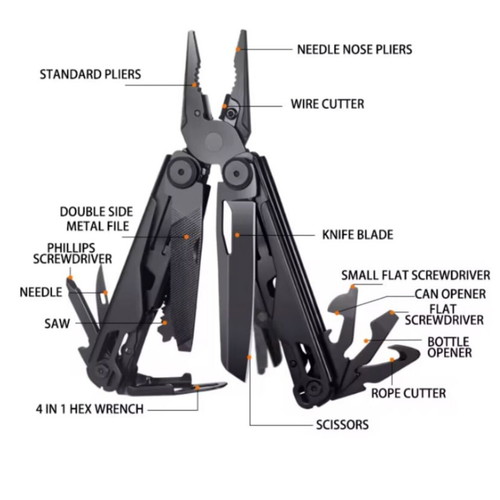15 in 1 Portable EDC Multi Tool with Bits Set and Carry Bag