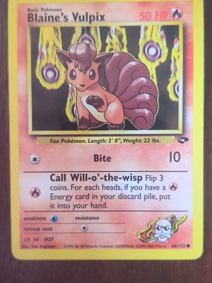 Blaine's Vulpix Pokemon card used 1999-2000