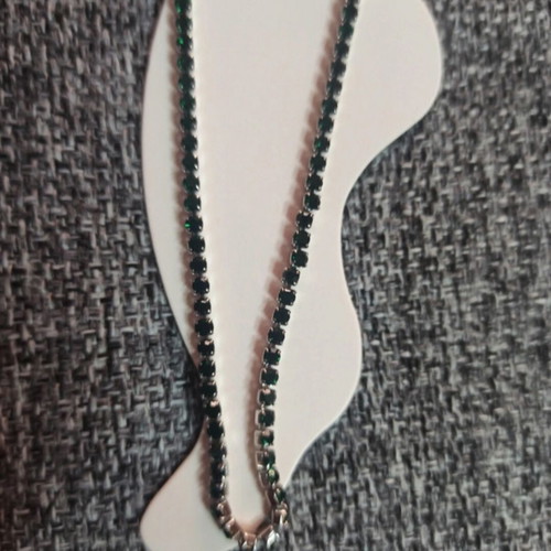 Anklet new stainless steel with green rhinestones