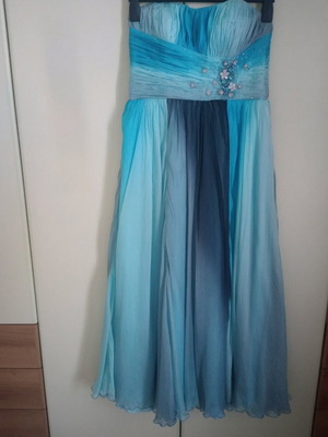 Evening dress Charly long strapless ombre with stones and sequins size S like new