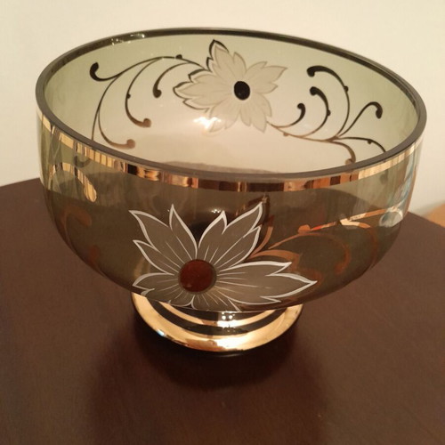 Transparent fondue pot with design, like new