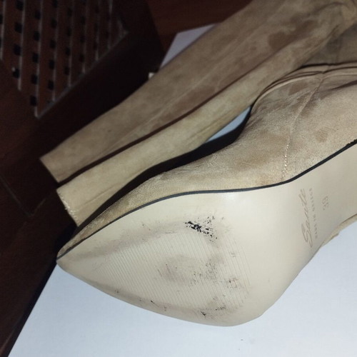 Sante suede women's boots with high heel new, beige