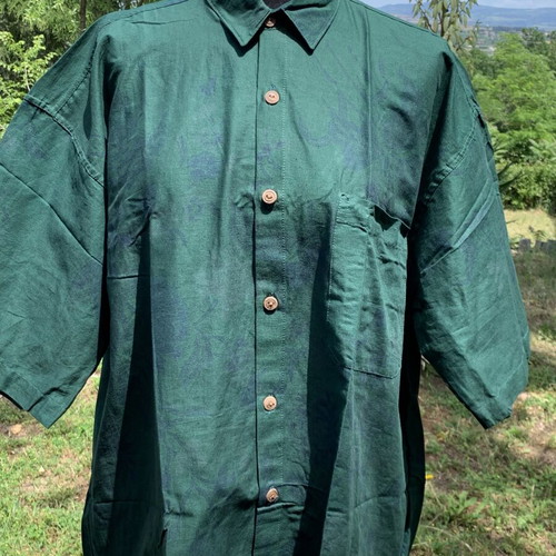 Vintage cotton shirt new with floral pattern and wooden buttons