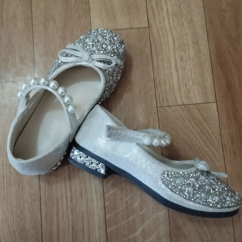 Girls' Ballerina Shoes silver, like new, size 30