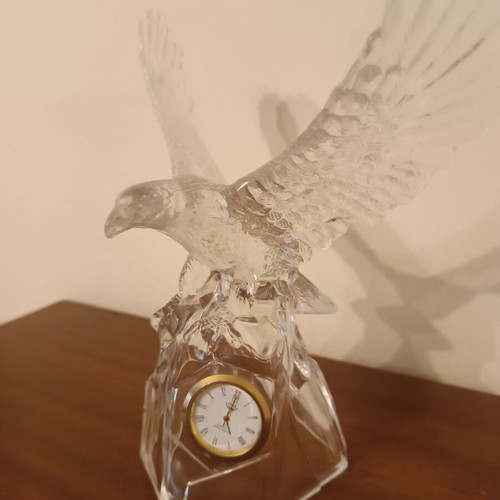 Crystal eagle with clock used, Italian crystal