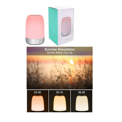 Alarm clock wake up light with dimmer, USB