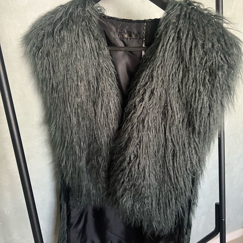 Pause Jeans vest with faux fur used, dark black-green