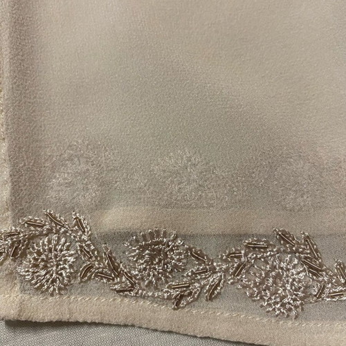 Silk women's shirt size 5XL beige embroidered with beads like new