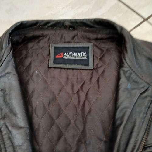 Men's leather jacket used, dark brown, size XL