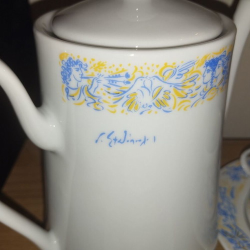 Tea set painted by G. Stathopoulos, like new
