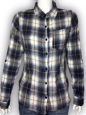 Passport plaid shirt size S used, cotton, blue-black