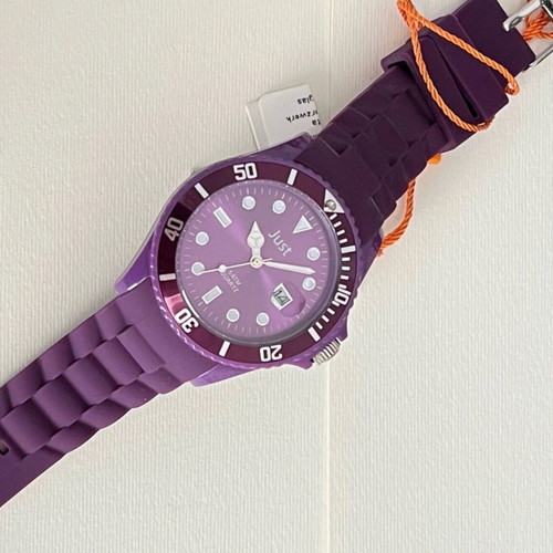 Just wristwatch new, purple, 43mm, waterproof 5atm