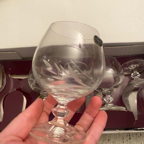 Bohemia Crystal vintage brandy glasses set of 6, like new