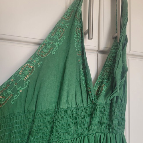 BSB collection green maxi dress with halter neckline